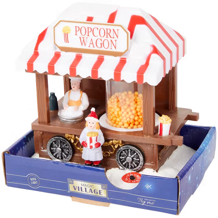 Il Carretto dei Pop Corn - Accessorio per Villaggio di Natale con Luci e Movimento