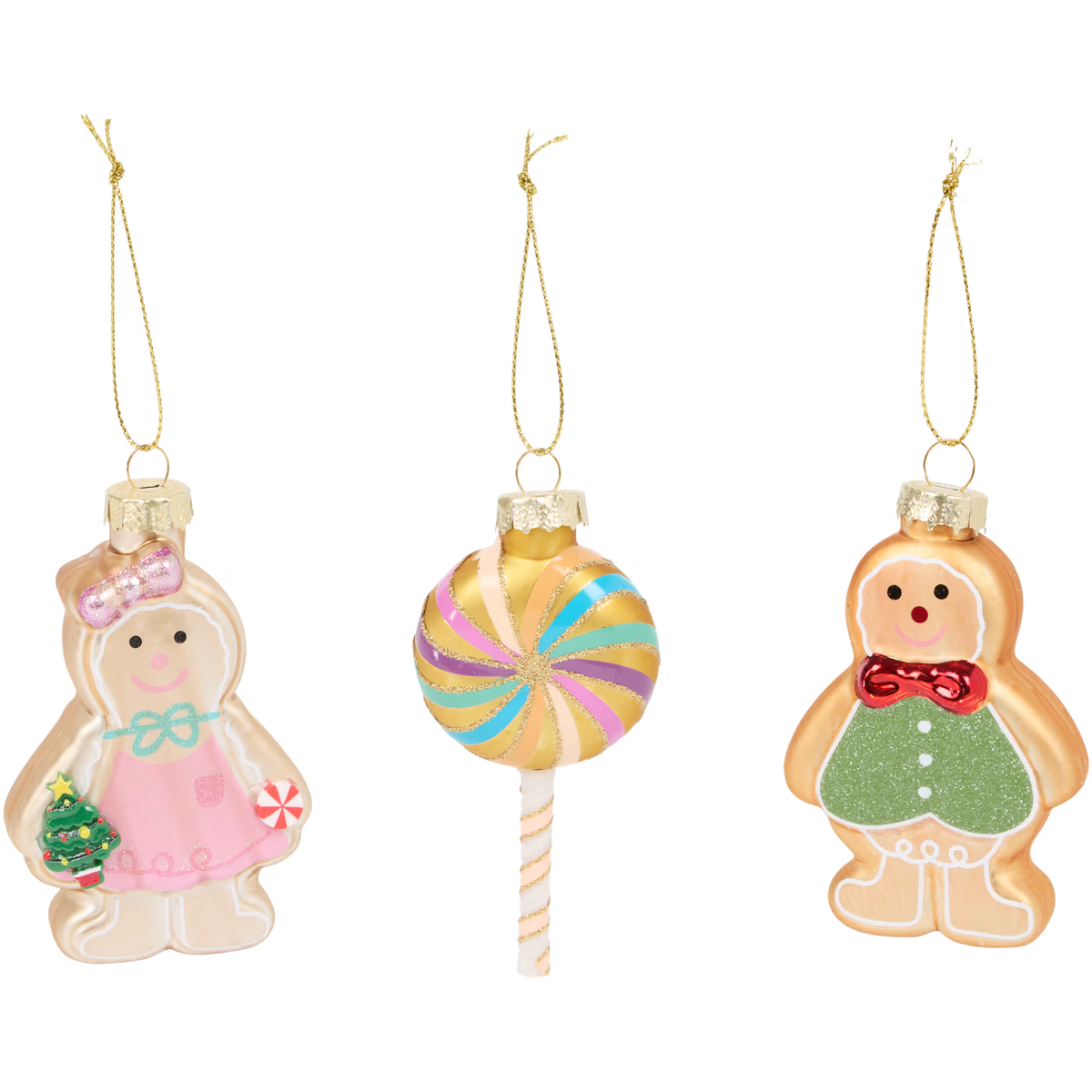 Dolci di Marzapane - Set di 3 Addobbi Natalizi in Vetro