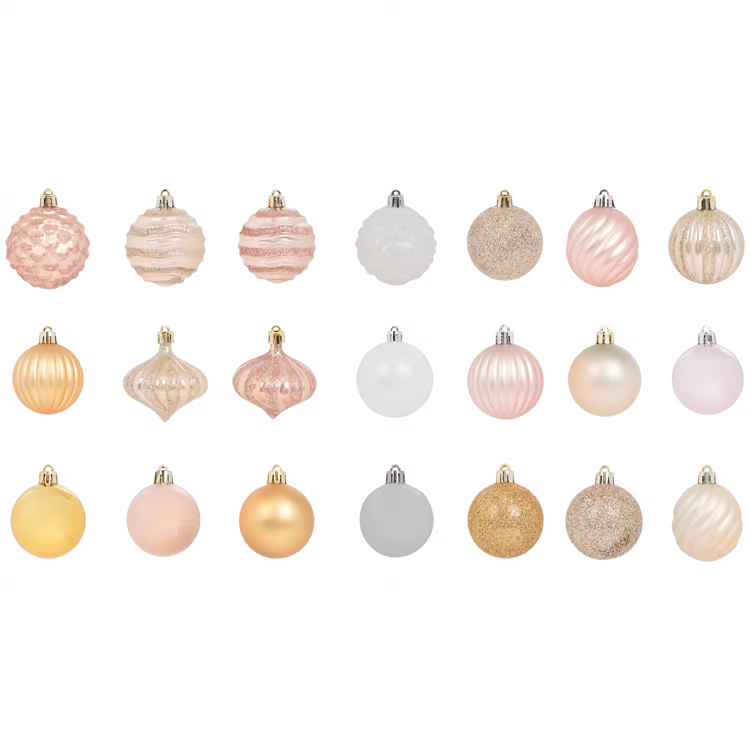 Palle per Albero di Natale - Set da 50 Pezzi, Oro Rosa e Bronzo