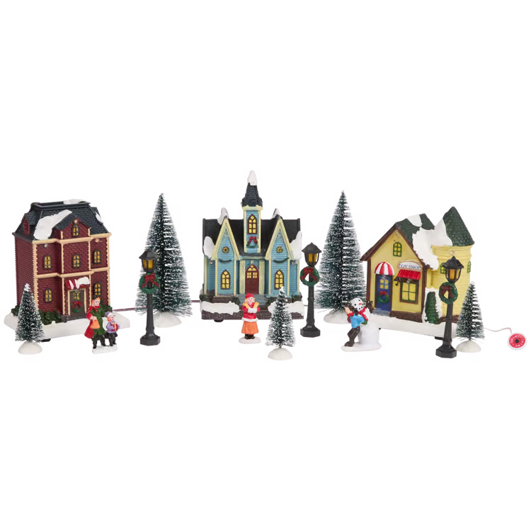 Casette con Abitanti - Set Grande Villaggio di Natale Con Luci