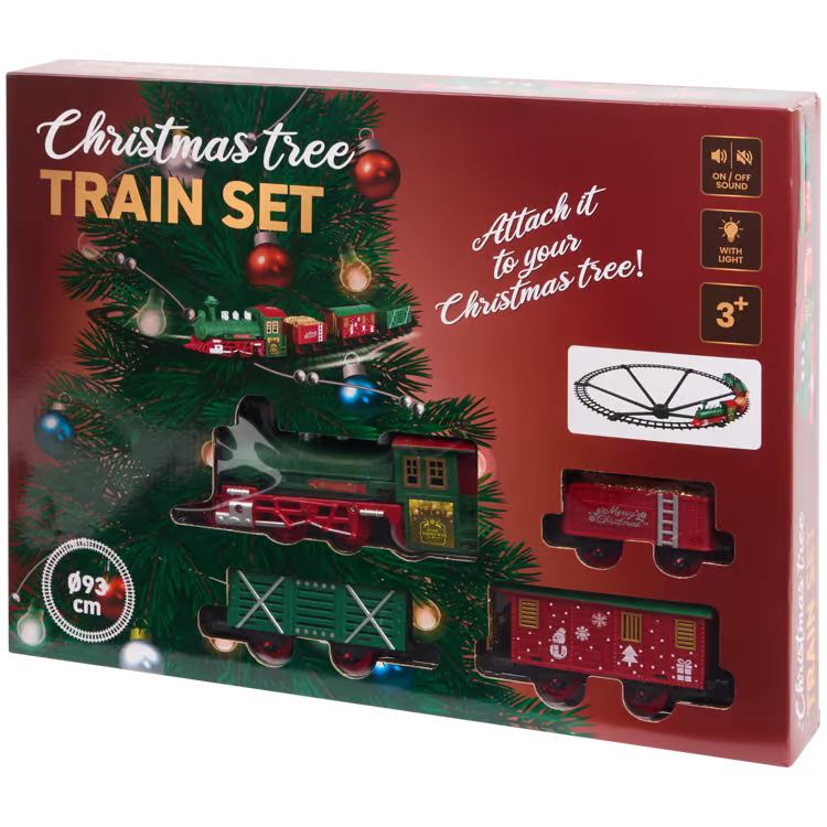 Set Trenino Natalizio con Supporto agganciabile all'Albero di Natale