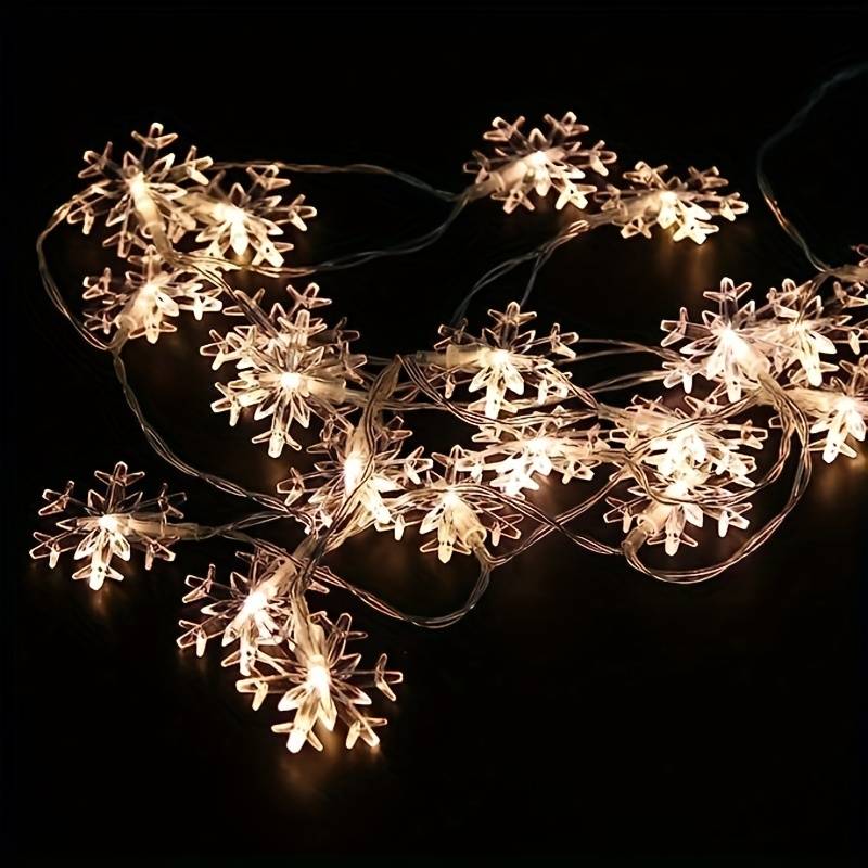 Luci Natalizie Fiocco di Neve - Catena da 20 Luci Bianco Caldo