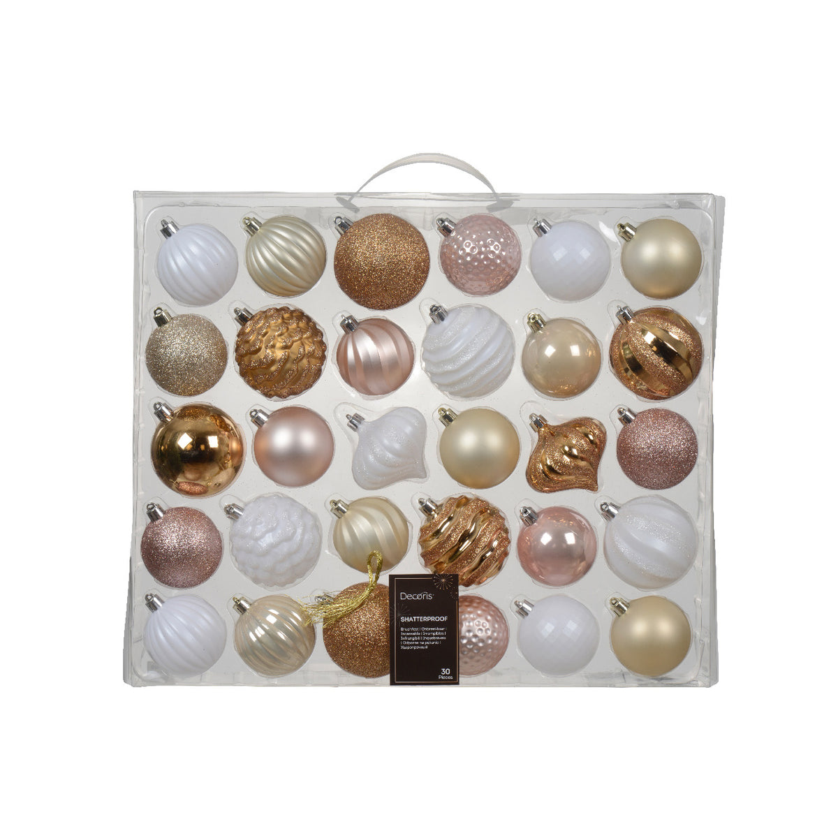Palle per Albero di Natale - Set da 50 Pezzi, Oro Rosa e Bronzo