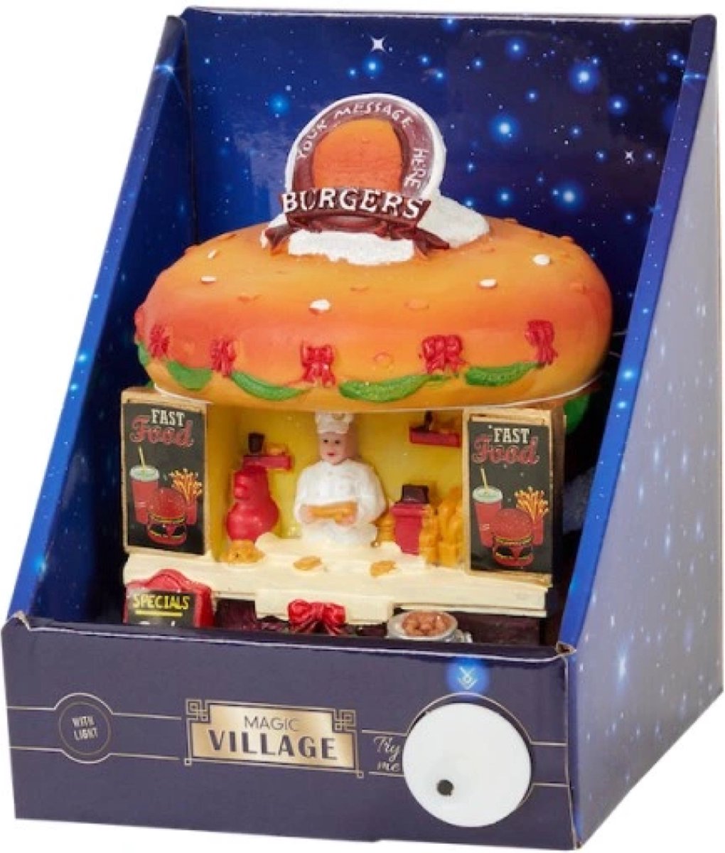 La Bancarella degli Hamburger - Accessorio per Villaggio di Natale con Luci LED