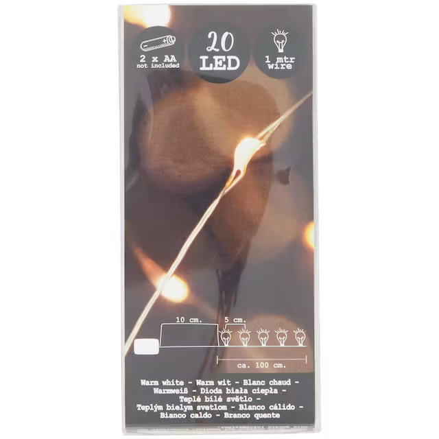 Mini Luci Natalizie a LED - Catena da 20 Luci Bianco Caldo