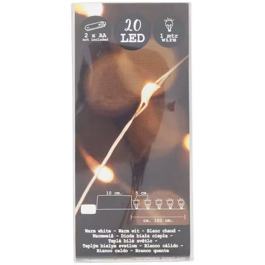 Mini Luci Natalizie a LED - Catena da 20 Luci Bianco Caldo