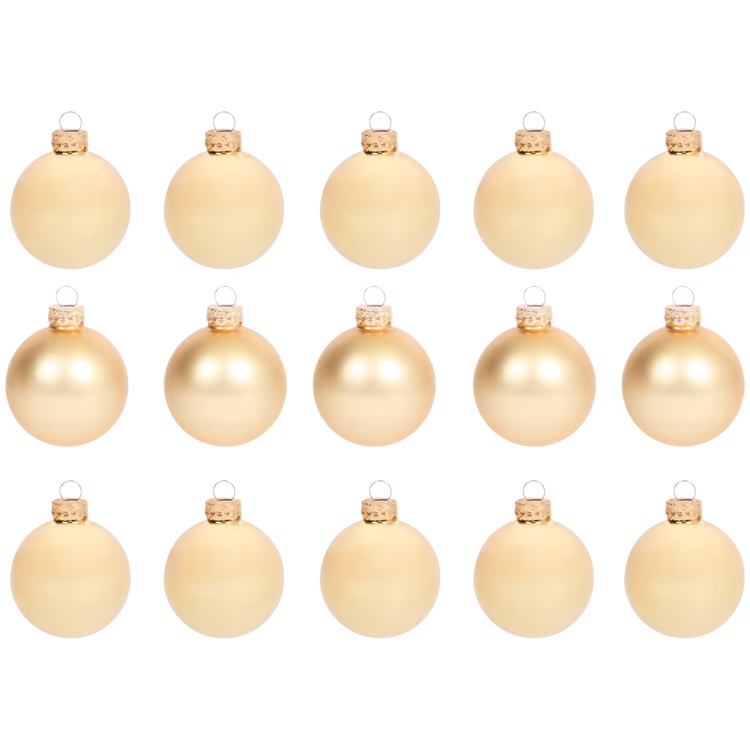 Palle per Albero di Natale in Vetro - Set da 15 Pezzi Oro