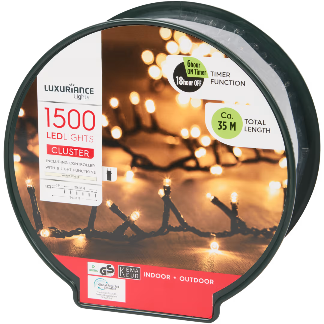 Luci Natalizie a LED L - Catena da 1500 Luci Bianco Caldo
