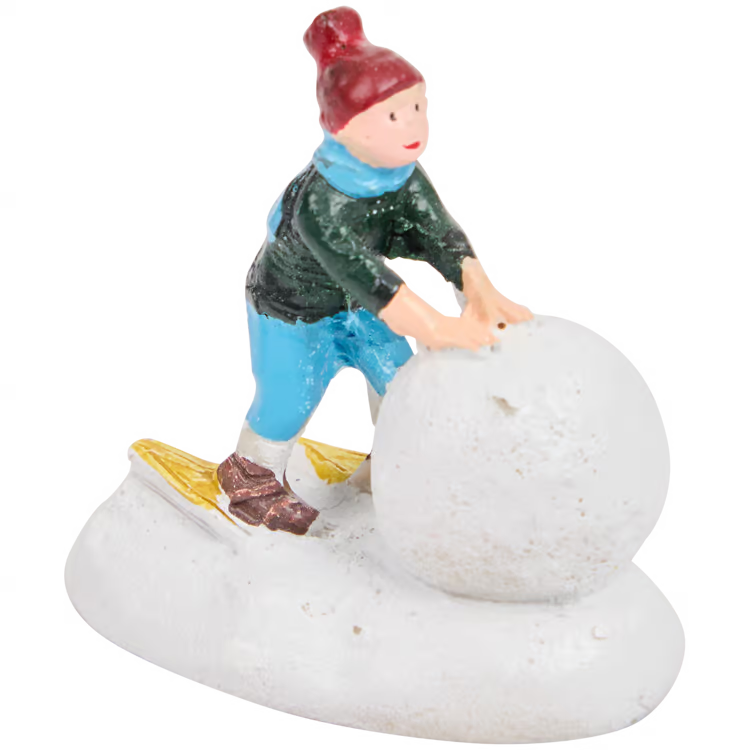 Bambino con Palla di Neve - Personaggio per Villaggio Natalizio in miniatura