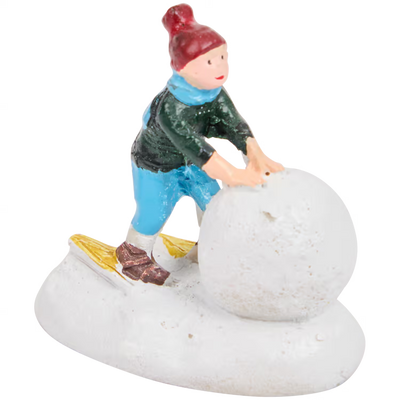 Bambino con Palla di Neve - Personaggio per Villaggio Natalizio in miniatura