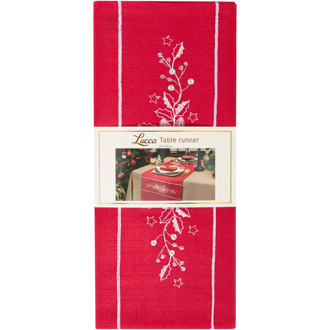 Runner Da Tavola Natalizio - Rosso con Ricami