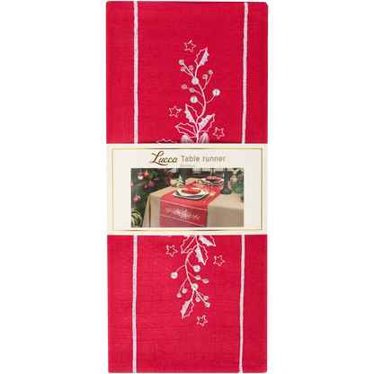 Runner Da Tavola Natalizio - Rosso con Ricami