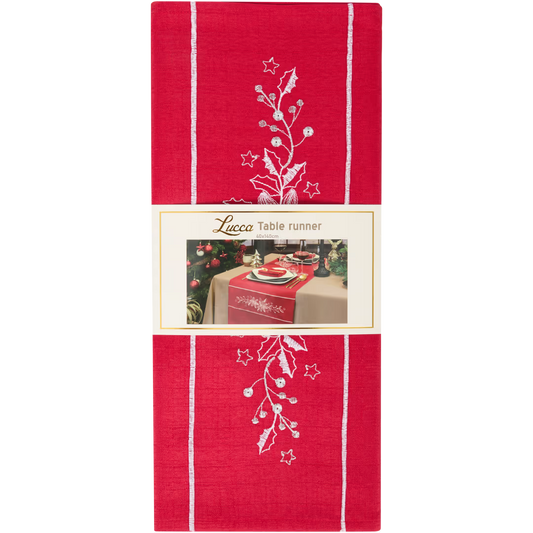 Runner Da Tavola Natalizio - Rosso con Ricami