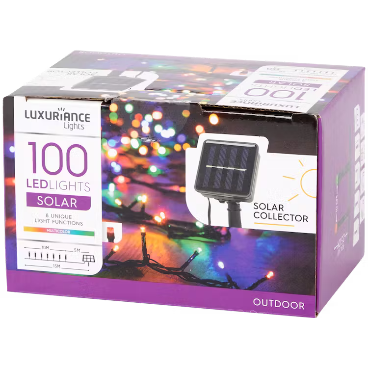 Luci Natalizie LED ad Energia Solare - Catena da 100 Luci Multicolore