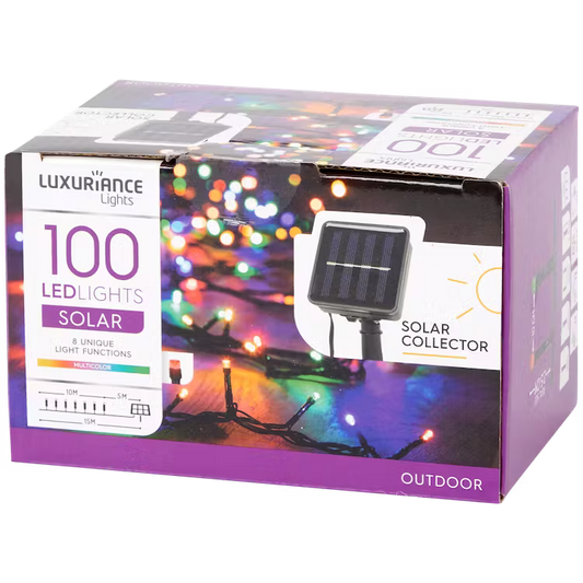 Luci Natalizie LED ad Energia Solare - Catena da 100 Luci Multicolore