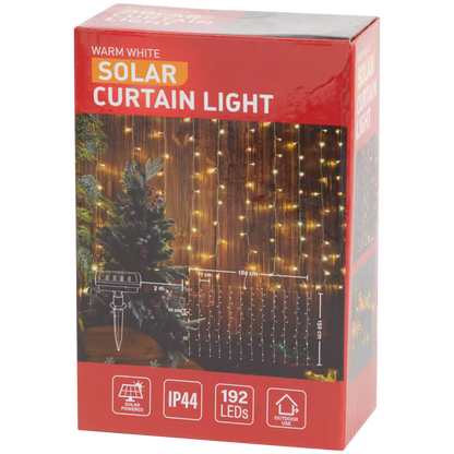 Luci Natalizie LED a Tenda ad Energia Solare - Catena da 192 LED