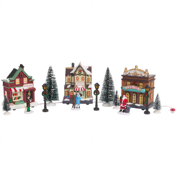 Negozi e Teatro - Set Grande Villaggio di Natale Con Luci