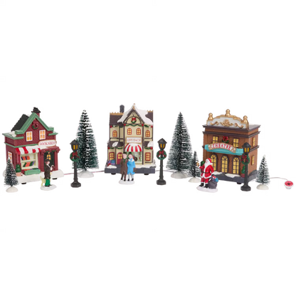 Negozi e Teatro - Set Grande Villaggio di Natale Con Luci