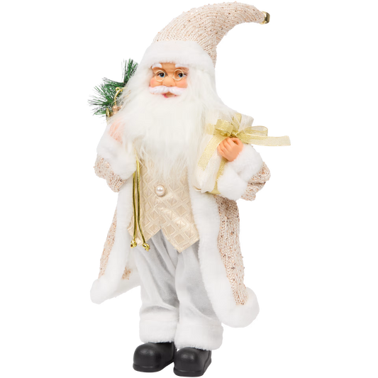 Babbo Natale Oro e Bianco - Figura Natalizia Grande
