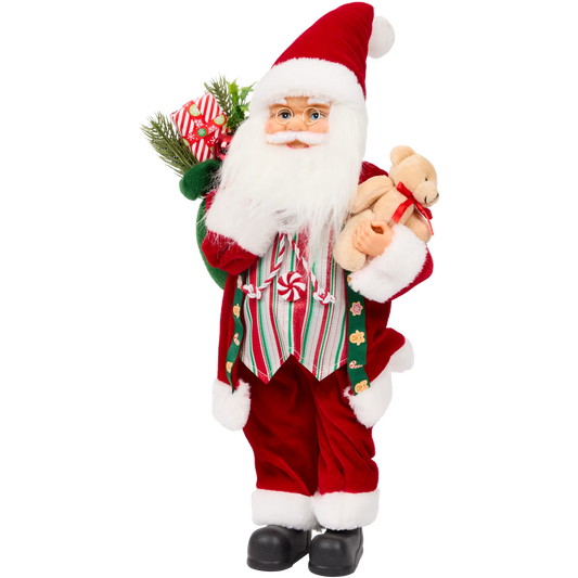 Babbo Natale con Orsacchiotto - Figura Natalizia Grande
