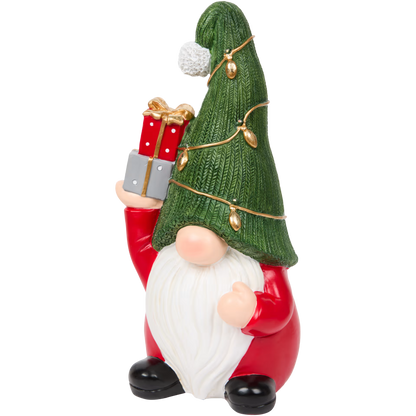 Gnomo con Regali - Figura Natalizia con luci LED