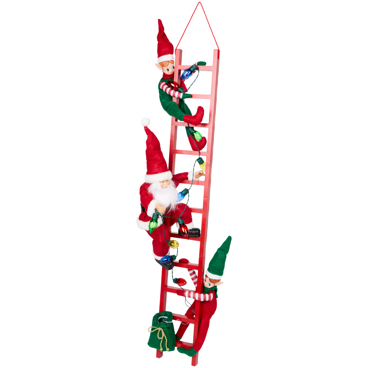 Scala natalizia con Babbo Natale ed elfi - Decorazione luminosa