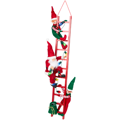 Scala natalizia con Babbo Natale ed elfi - Decorazione luminosa