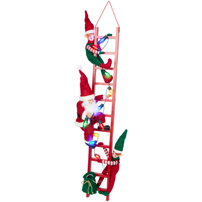 Scala natalizia con Babbo Natale ed elfi - Decorazione luminosa