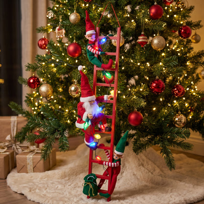 Scala natalizia con Babbo Natale ed elfi - Decorazione luminosa