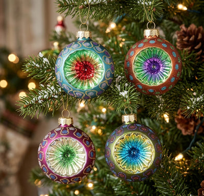 Palline di Natale Vintage Multicolore - Set di 4, in vetro soffiato