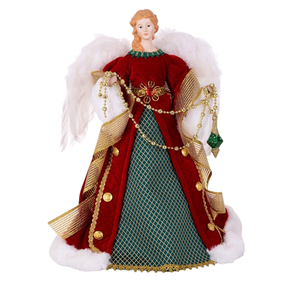 Angelo Natalizio con Vestito Verde e Rosso - Figura Natalizia