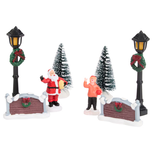 Babbo Natale e Bambino - Set di Personaggi e Accessori per Villaggio di Natale