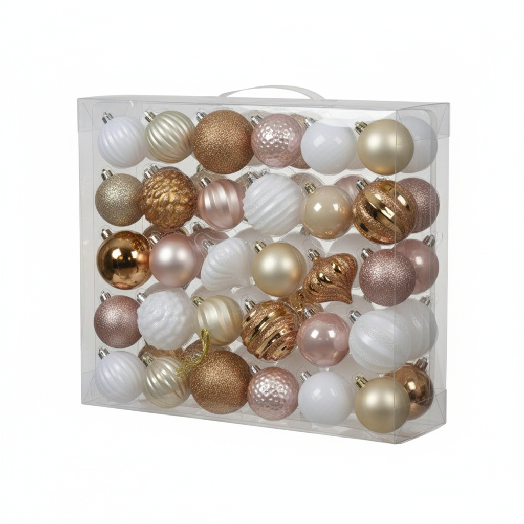 Palle per Albero di Natale - Set da 50 Pezzi, Oro Rosa e Bronzo
