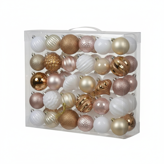 Palle per Albero di Natale - Set da 50 Pezzi, Oro Rosa e Bronzo