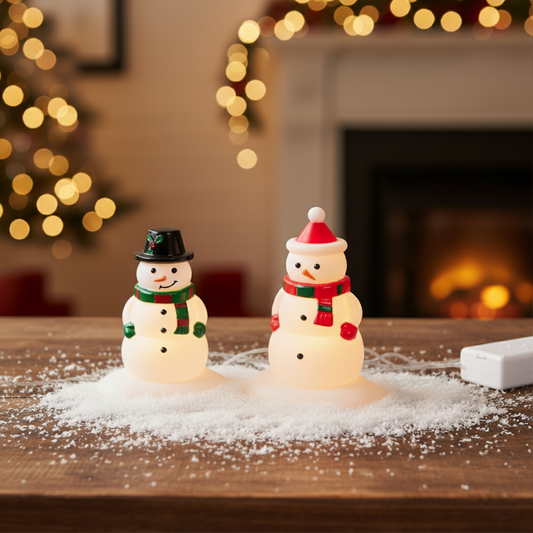Pupazzi di Neve Luminosi - Set di Accessori Luminosi per Villaggio di Natale
